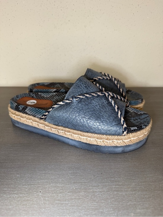 Free People Shoes - Free People Blue Leather Snakeskin Espadrille Platform Sandals Size 9 Spain